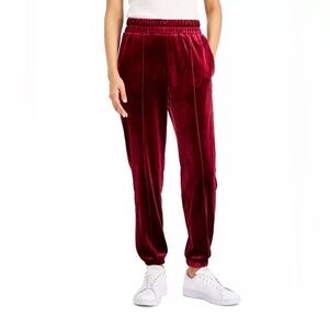New INC International Concept Women's Velvet Jogger Pants in Red Size Large